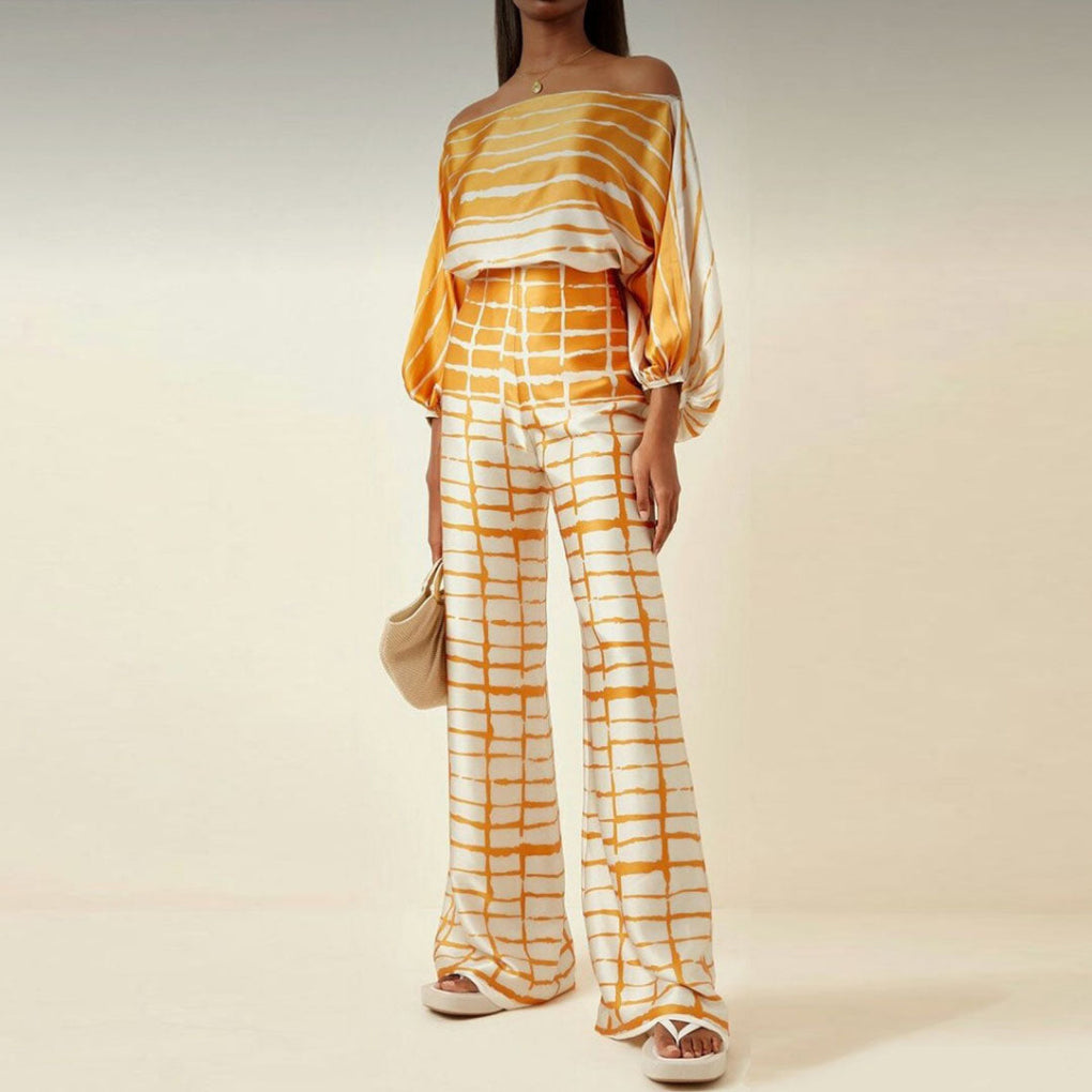 Off-shoulder satijnen set van 2 stuks voor dames