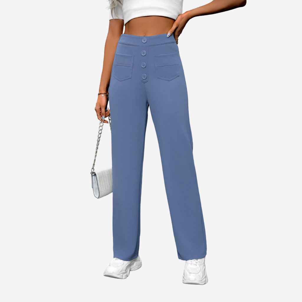 Comfortabel Rechte Broek met Hoge Taille