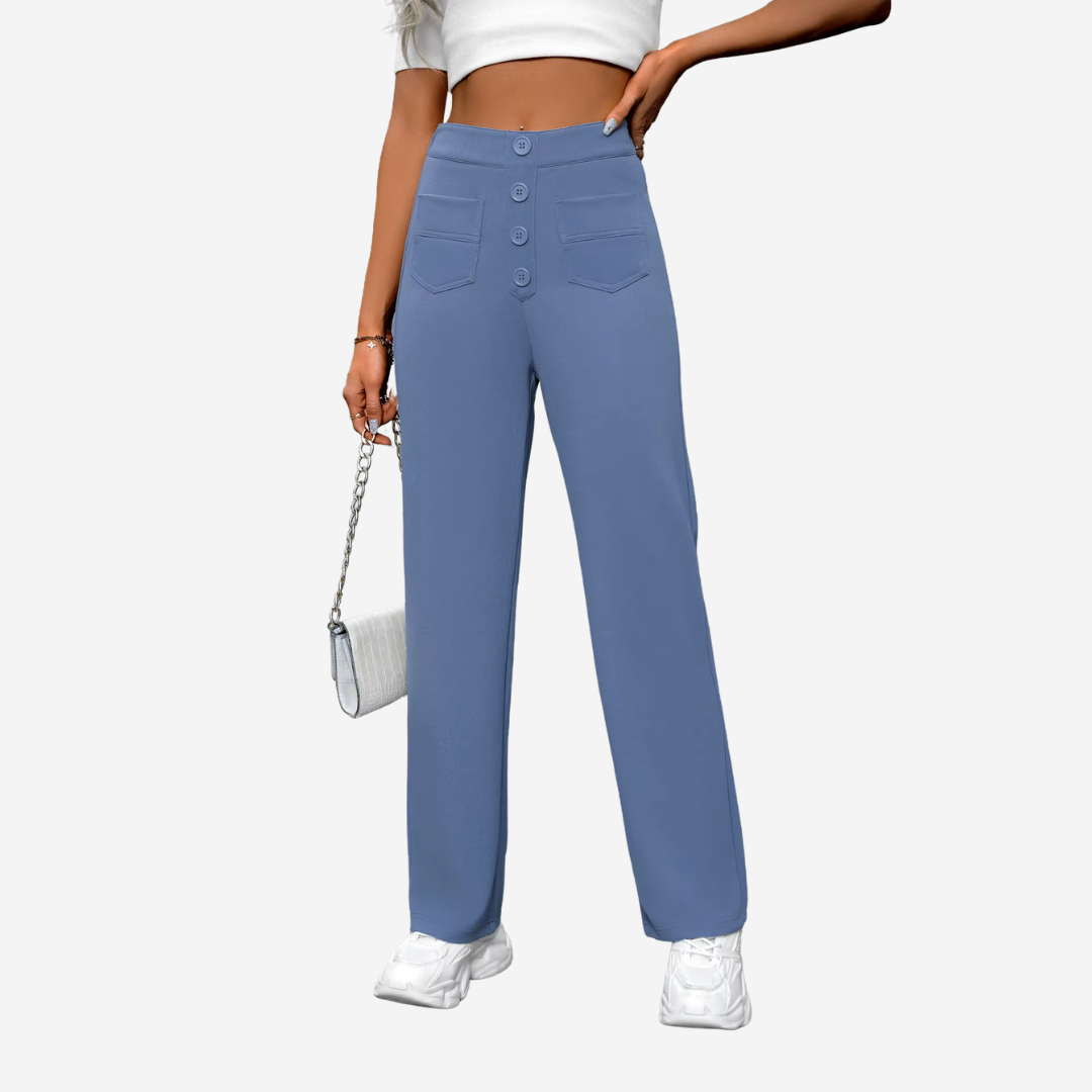 Comfortabel Rechte Broek met Hoge Taille