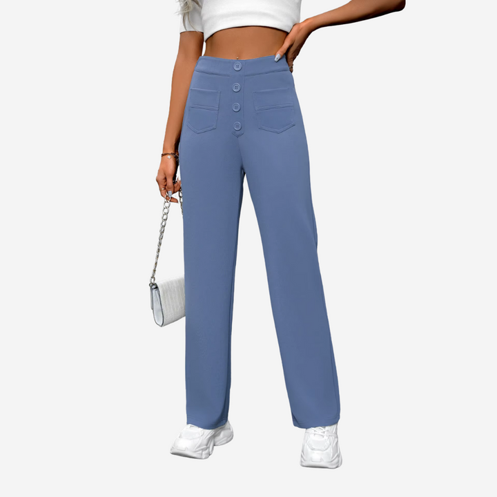 Comfortabel Rechte Broek met Hoge Taille