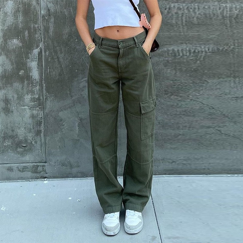 Trendy Hoge Taille Cargo Jeans Dames