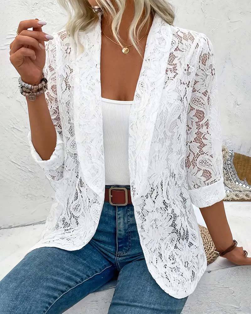 Elegante blazer met kanten rand