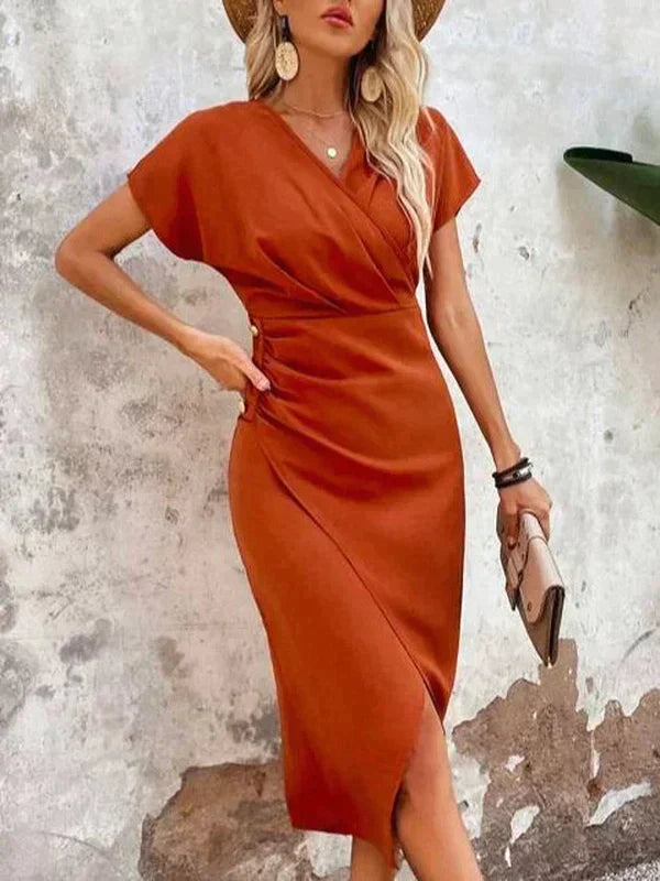 Elegante Maxi Jurk met V-Hals en Split