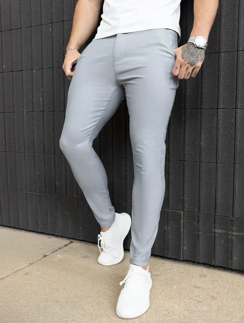 Felix Slim Fit Stretch Broek Heren - Lichtgrijs
