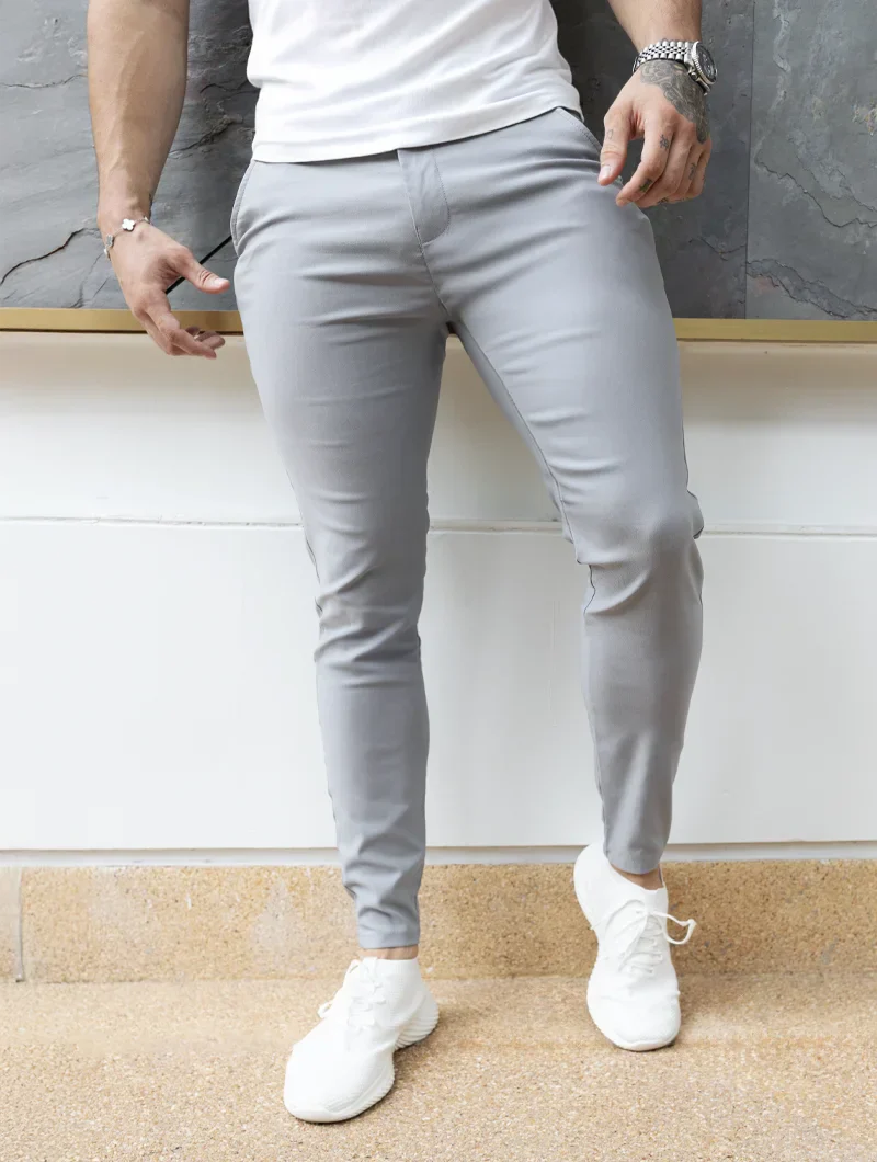 Felix Slim Fit Stretch Broek Heren - Lichtgrijs