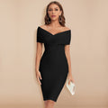 Serène - Off-shoulder bandagejurk met v-hals