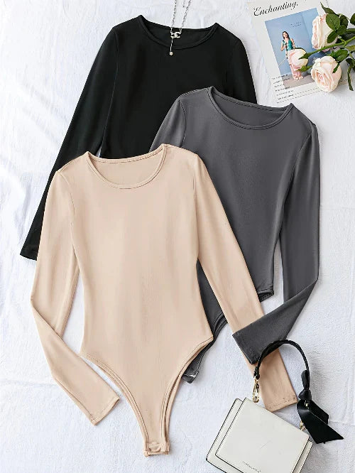 3-pack damesbodysuits met lange mouwen