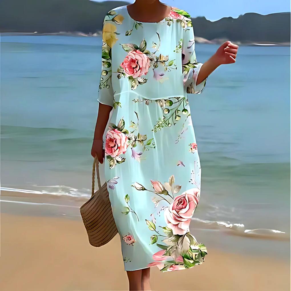 Soepele en lichte elegante midi-jurk voor dames