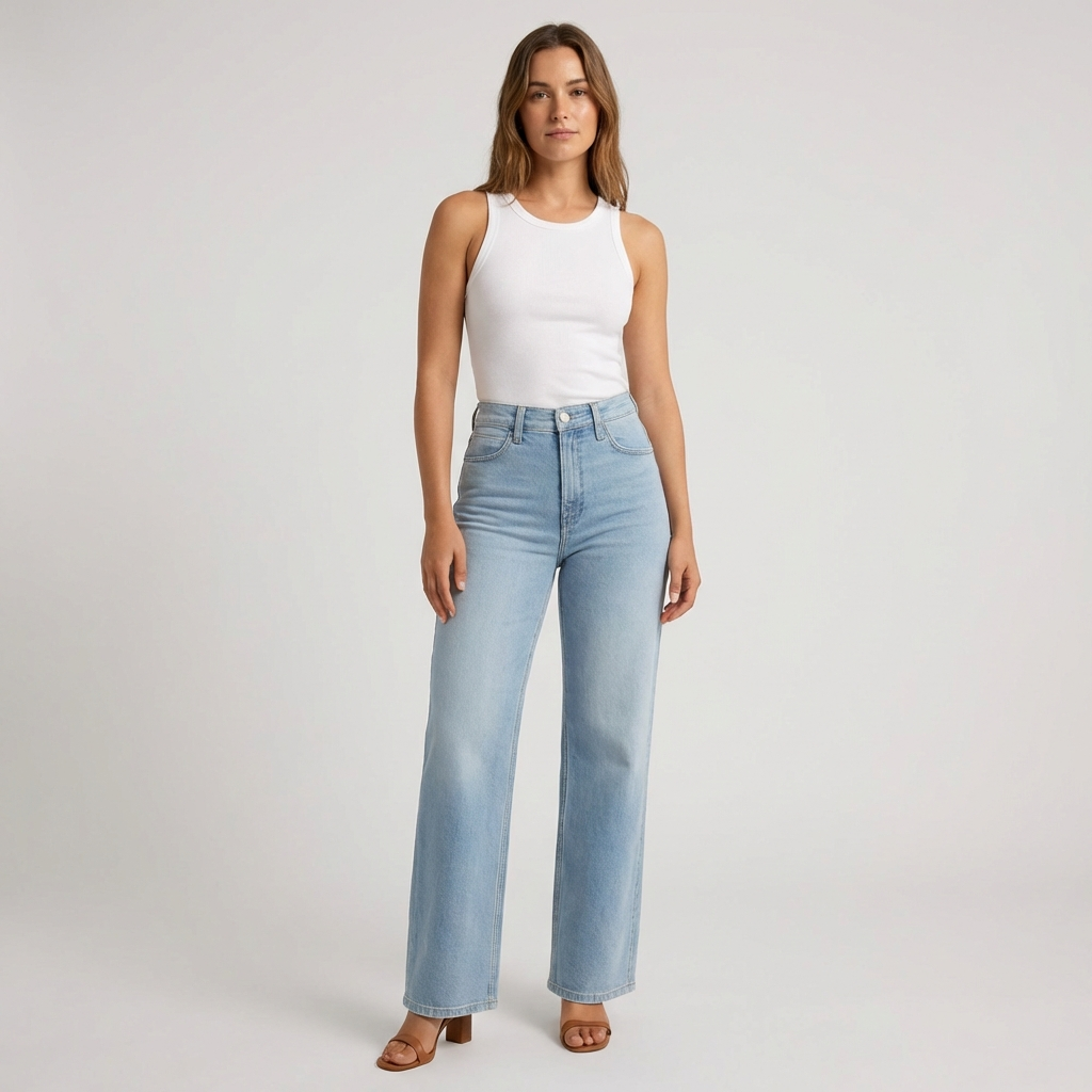 Vrouwen Hoge Taille Rechtemodel Jeans – Casual Gekort Stijl