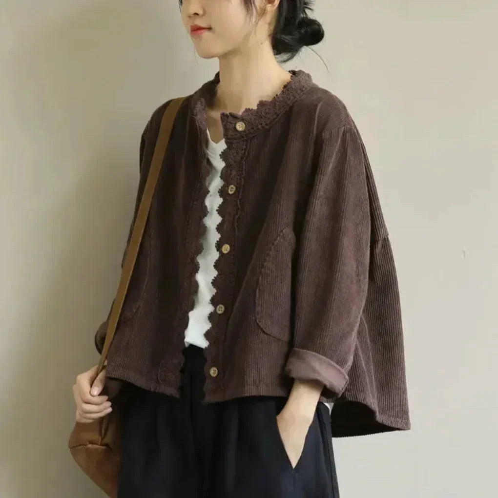 Corduroy steekdetail damesjas