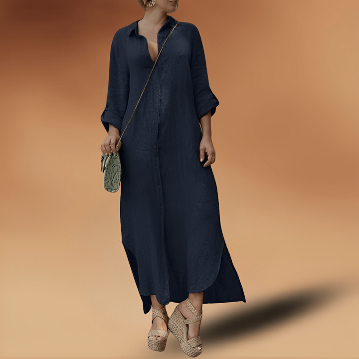Elegante lange linnen jurk