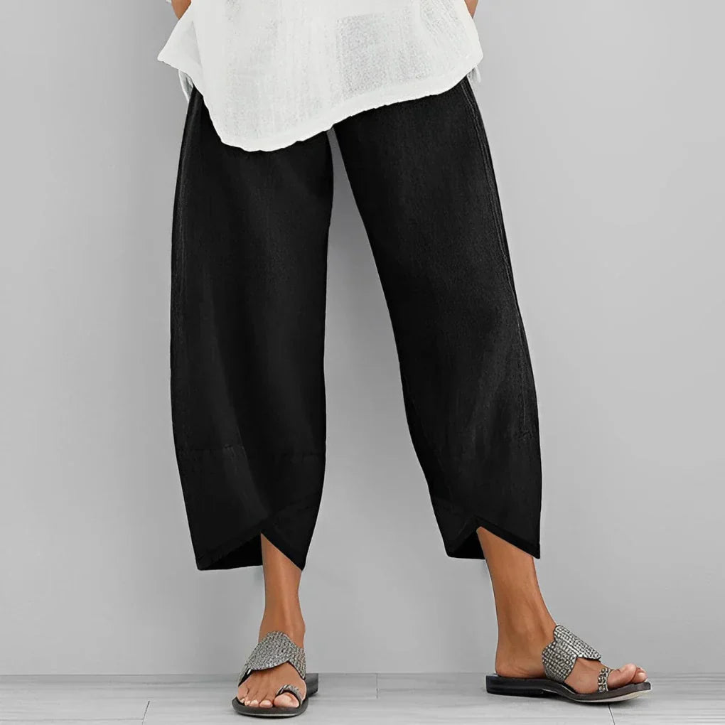 Elegante satijnen broek met wijde pijpen
